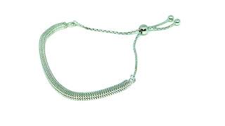 Sterling Silver Square Box Design Adjustable Bolo Friendship Bracelet , 9.25\