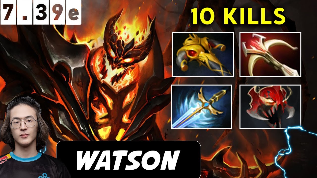 Watson Shadow Fiend Safelane 10 kills - Dota 2 Patch 7.39e Pro player Gameplay