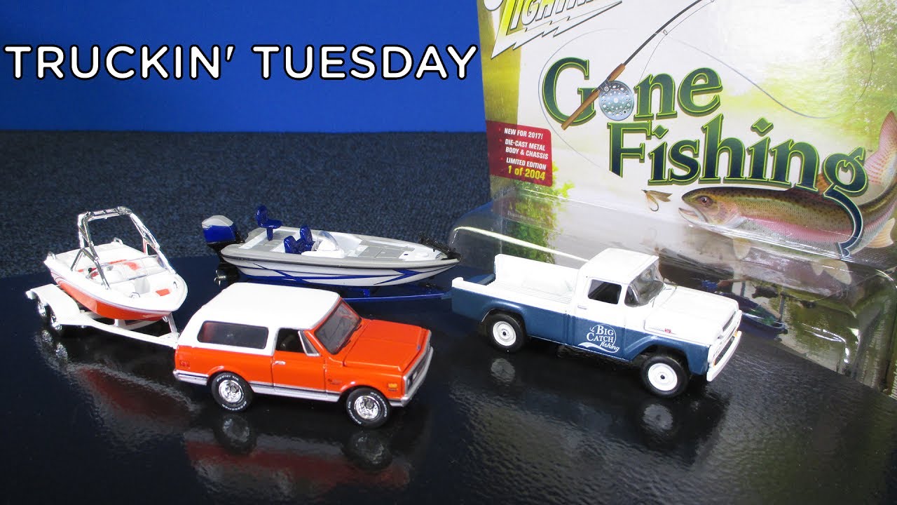 Truckin' Tuesday 2017 Gone Fishing Vehicle, Boat And Trailer combo R2, A &  B by Johnny Lightning 