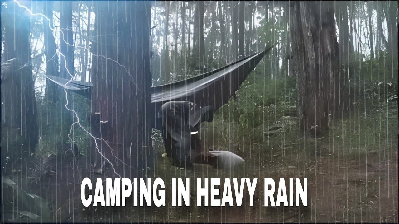 camping in the rain and thunder ⛈️ relaxing sound of rain falling on ...