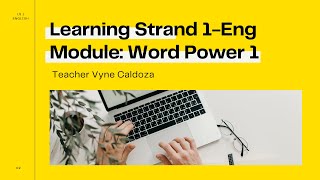 Learning Strands I English for ALS Learners
