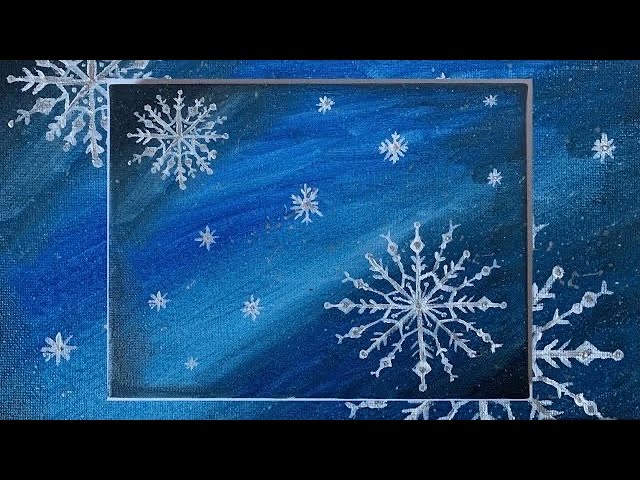 Snowflakes acrylic painting tutorial easy snow flakes painting on canvas  step by step for beginners 