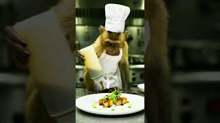 chef monkey plating skill... #viralshorts #ytshorts #shortsfeed