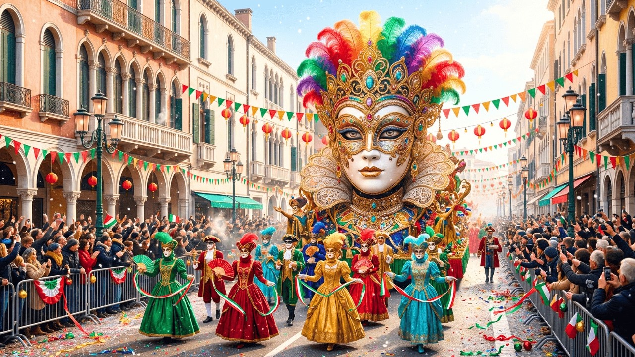 Venice-Style Carnival Parade in Italy | Massive Floats, Deep-Focus Documentary Look