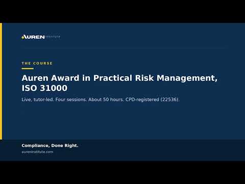 Practical Risk Management and ISO 31000