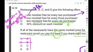 Restaurants A, B, C, and D give the following offers#lifescience#csirnetdec2025solution