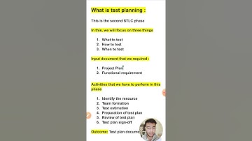 What is Test Planning | 1 min - Software Testing Shorts #94
