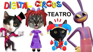 El teatro de Amazing Digital Circus pero los personajes del circo digital son gatos Luna y Estrella