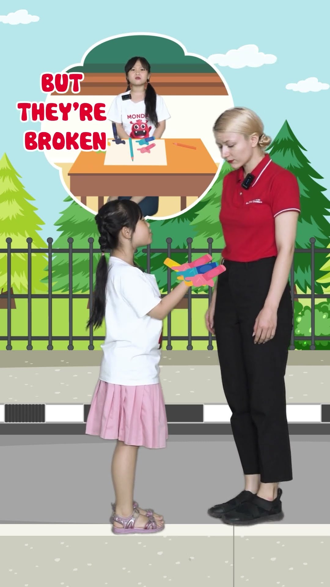 Bé học tiếng Anh qua hoạt hình mua bút màu Real crayons | Videos and cartoons for baby #shorts