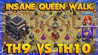 When I Was Too Late To Drop The Troops !! TH9 VS TH10 Queen Walk Valkyrie | Clash Of Clans