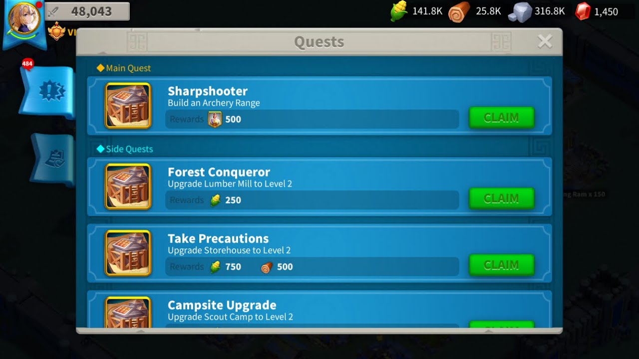 Sleeper Account Restart Harvesting Main and Side Quests. ROK 