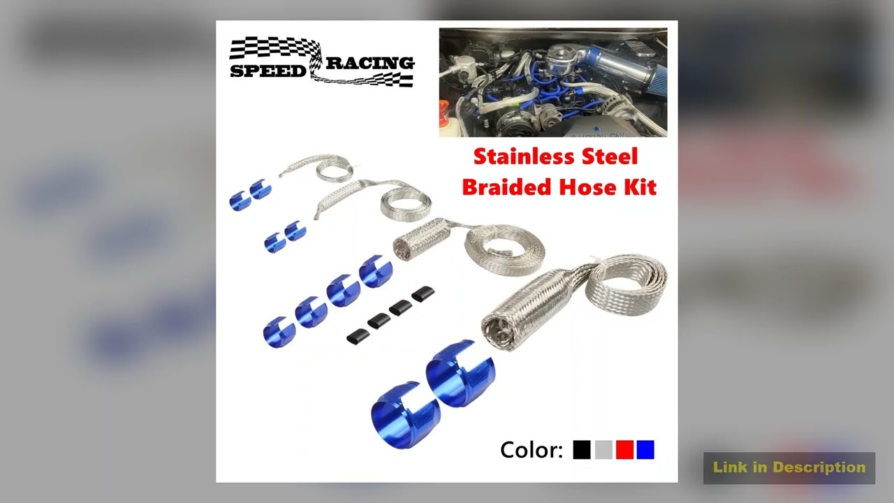 Universal Stainless Steel Braided Hose Kit OilFuelVacuumRadiatorHeater Engine Line Hose Sleeve Dres