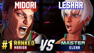 SF6 ▰ MIDORI (#1 Ranked Marisa) vs LESHAR (Elena) ▰ High Level Gameplay
