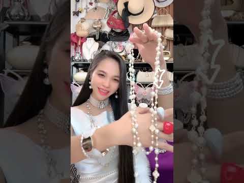T1 Vòng ngọc dài sang chảnh màu vàng mặt đá mặt 7
