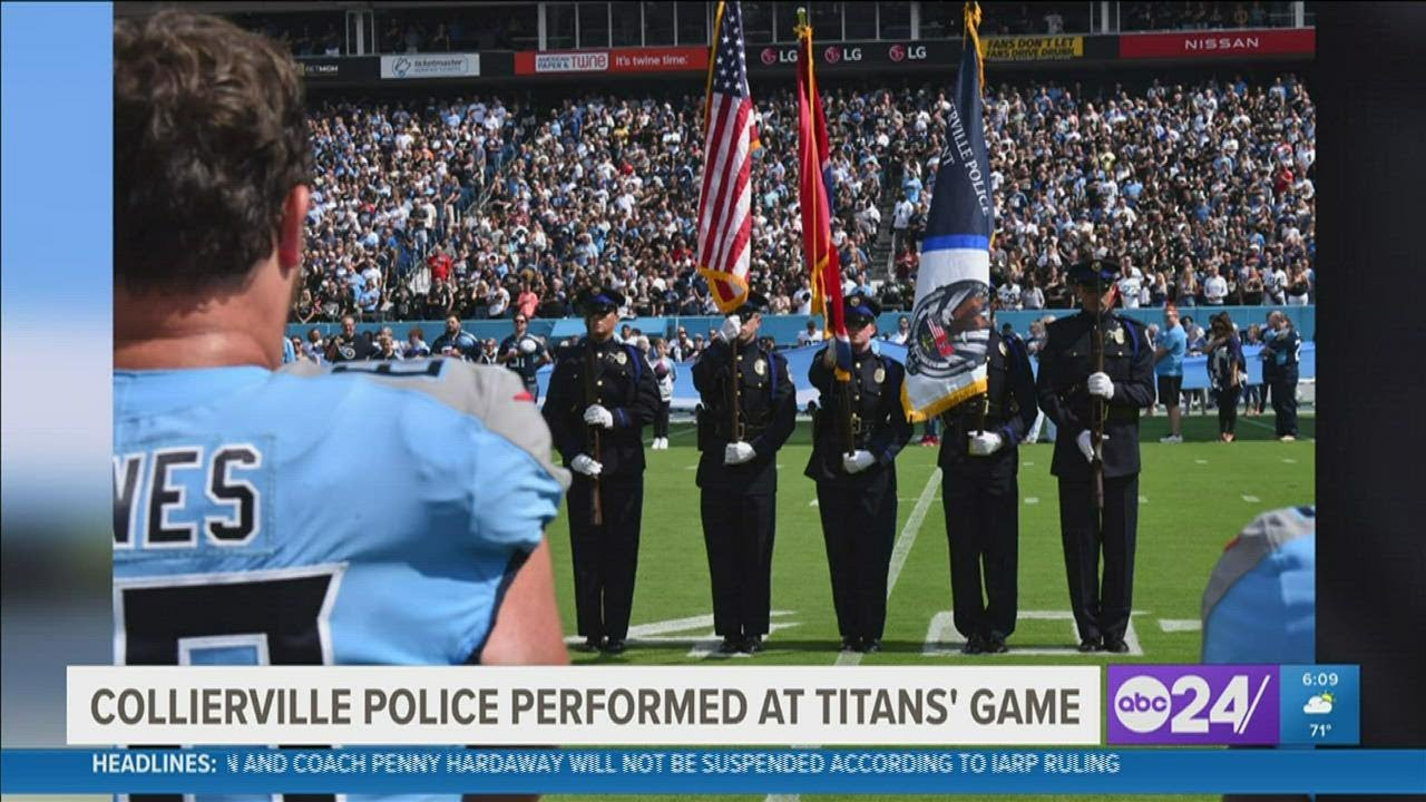 Collierville Police perform color guard for Tennessee Titans