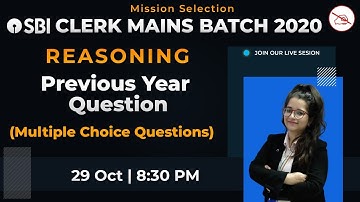 SBI Clerk Mains | Reasoning | Previous Year Questions | MCQ | By Deepti Mahendras | 8:30 pm