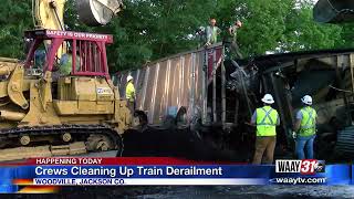 Woodville derailed train clean up
