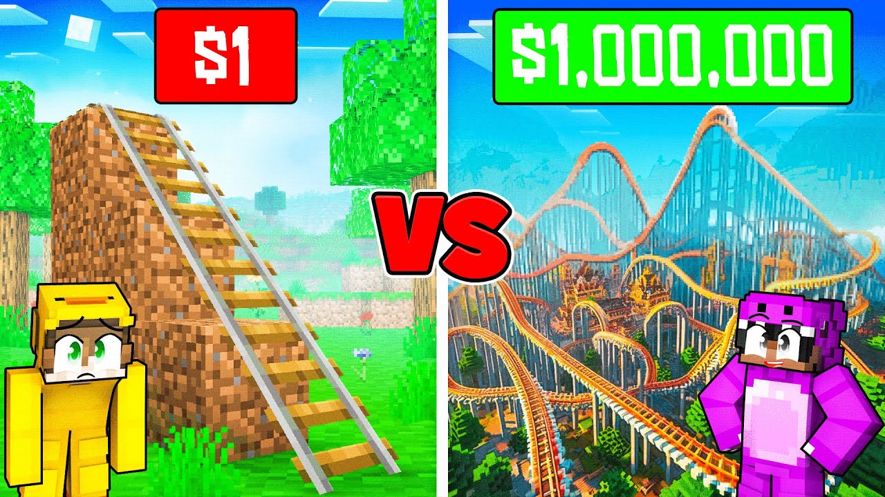 $1 VS $1,000,000 ROLLER COASTER in Minecraft