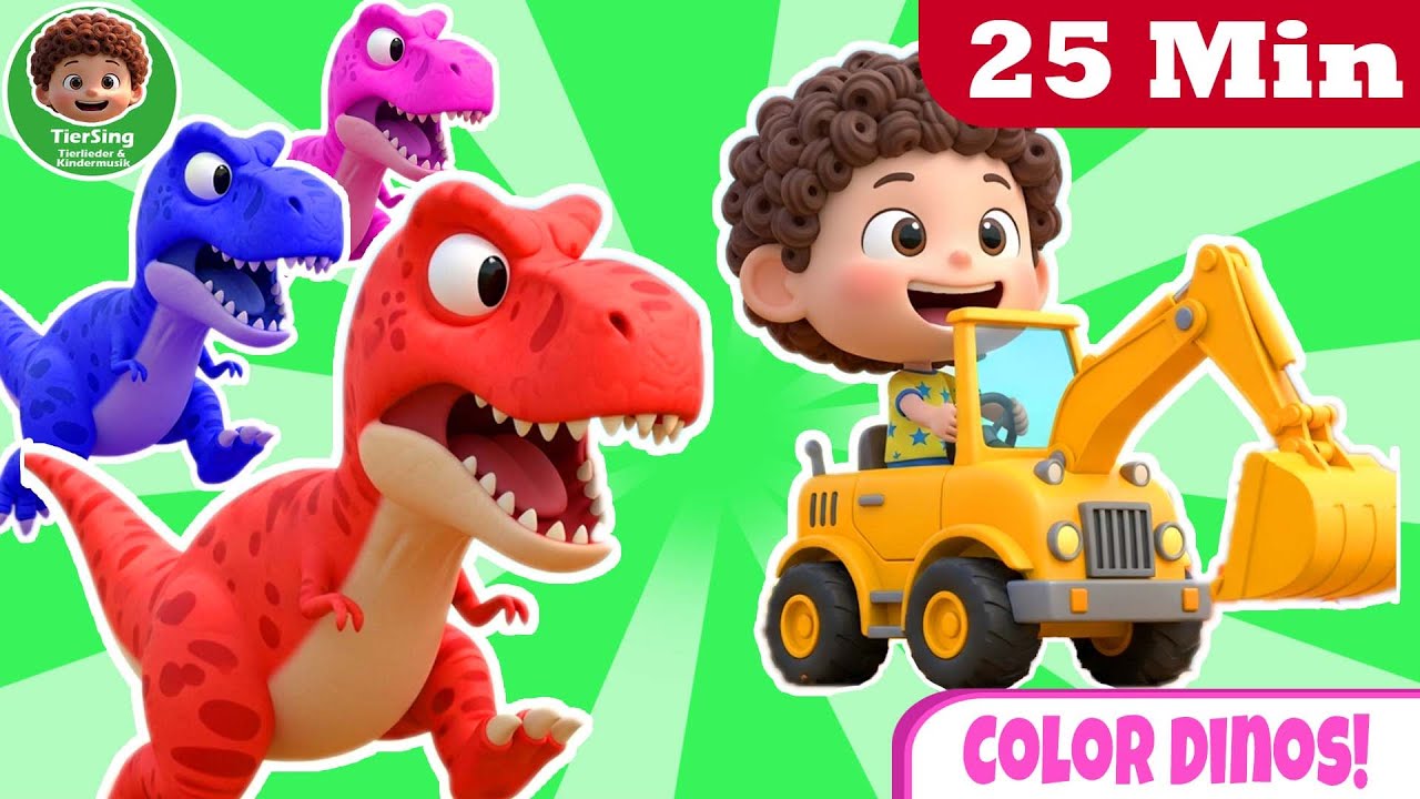 25 Minuten Kinderlieder | Bagger, Fahrzeuge & Dinosaurier🎵 TierSing – Kinderlieder & Lernlieder