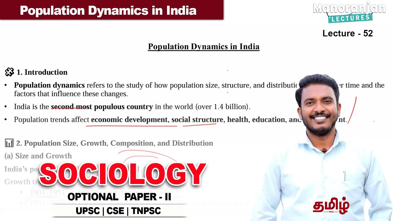 Population Dynamics in India | Sociology - 52 | Manoranjan Lectures