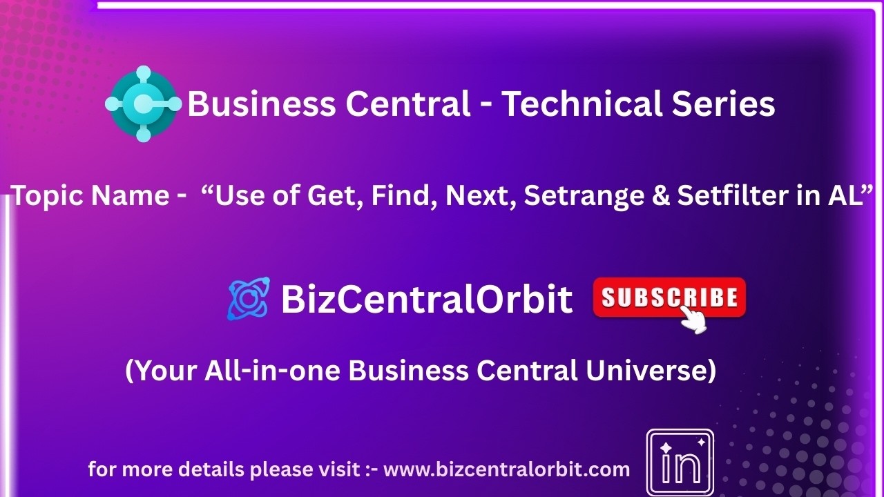 How to use Get, Find, Next, Setrange and Setfilter in Al Language