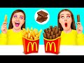 チョコレートの食べ物 vs 本物の食べ物のチャレンジ | 面白いシチュエーション TeenChallenge