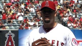 PIT@LAA: Blanton strikes out six over 7 1/3 innings