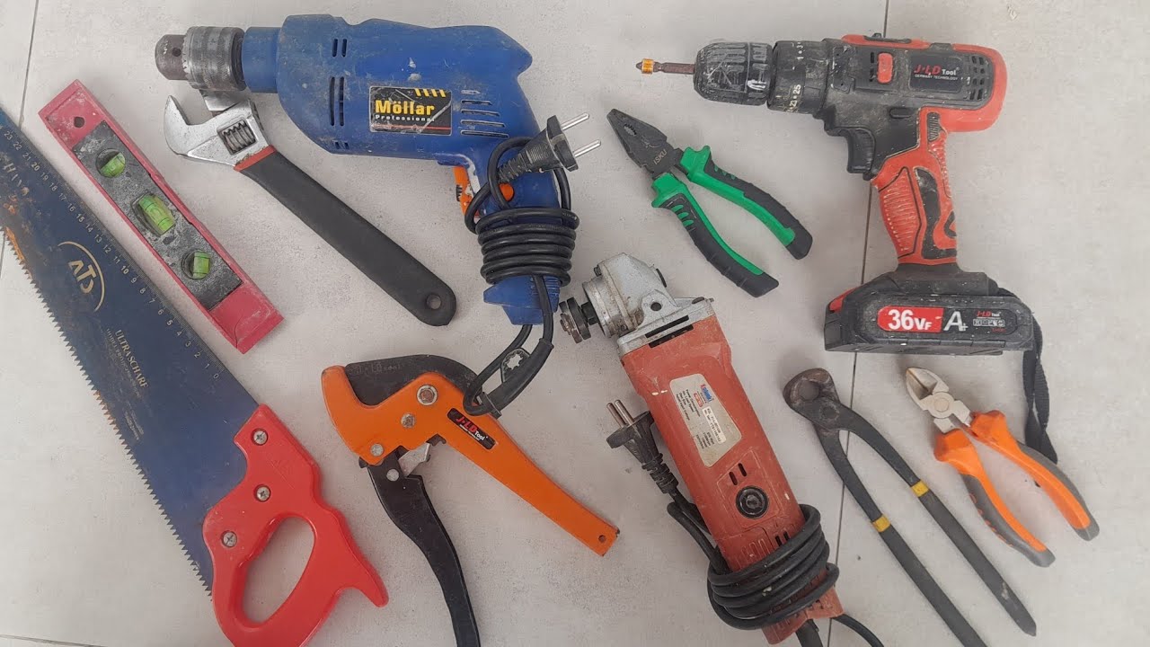 Engineering Building Tools, Drill, Pipe wrench, Wrench, Hammer, Pliers, Handle hydrant, Grinder