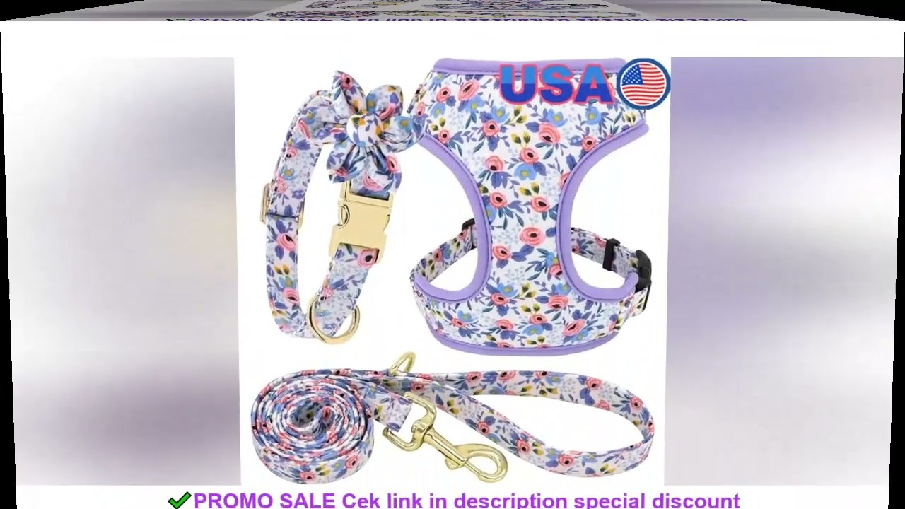 Cute Dog Harness Leash Collar Set Adjustable Floral Soft Mesh Pet Vest Puppies Girls Wedding Party O