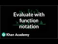 Evaluating with function notation | Functions and their graphs | Algebra II | Khan Academy