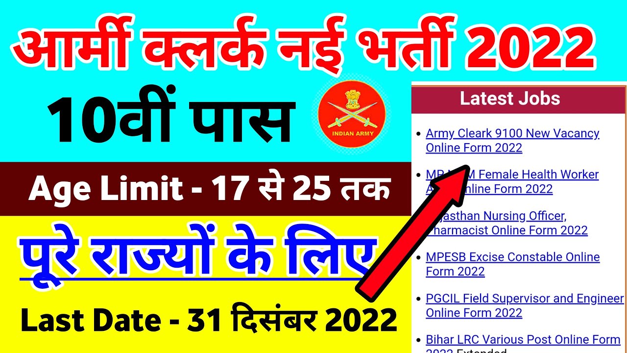 Indian Army Clerk Vacancy 2022 । Army New Vacancy 2022 10th Pass ।। Army Clerk Vacancy Online Apply