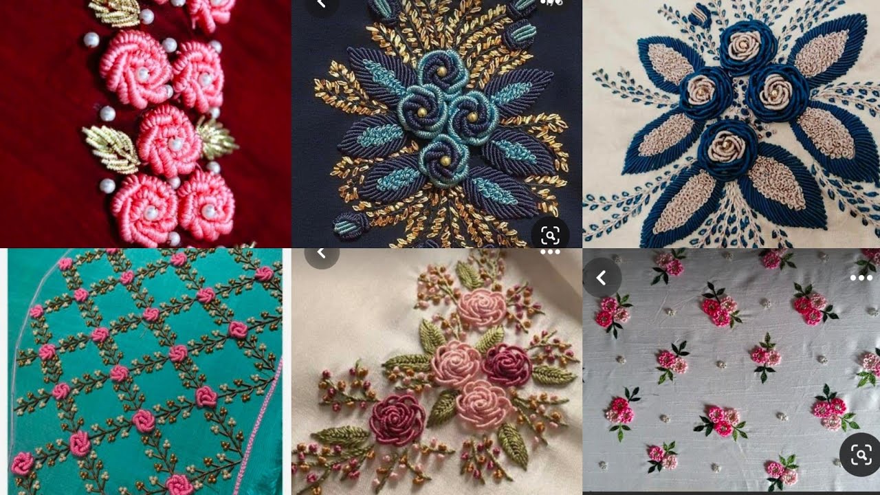 Simple Gulab Design latest gulab tanka design|| hand embroidery || thread work - YouTube