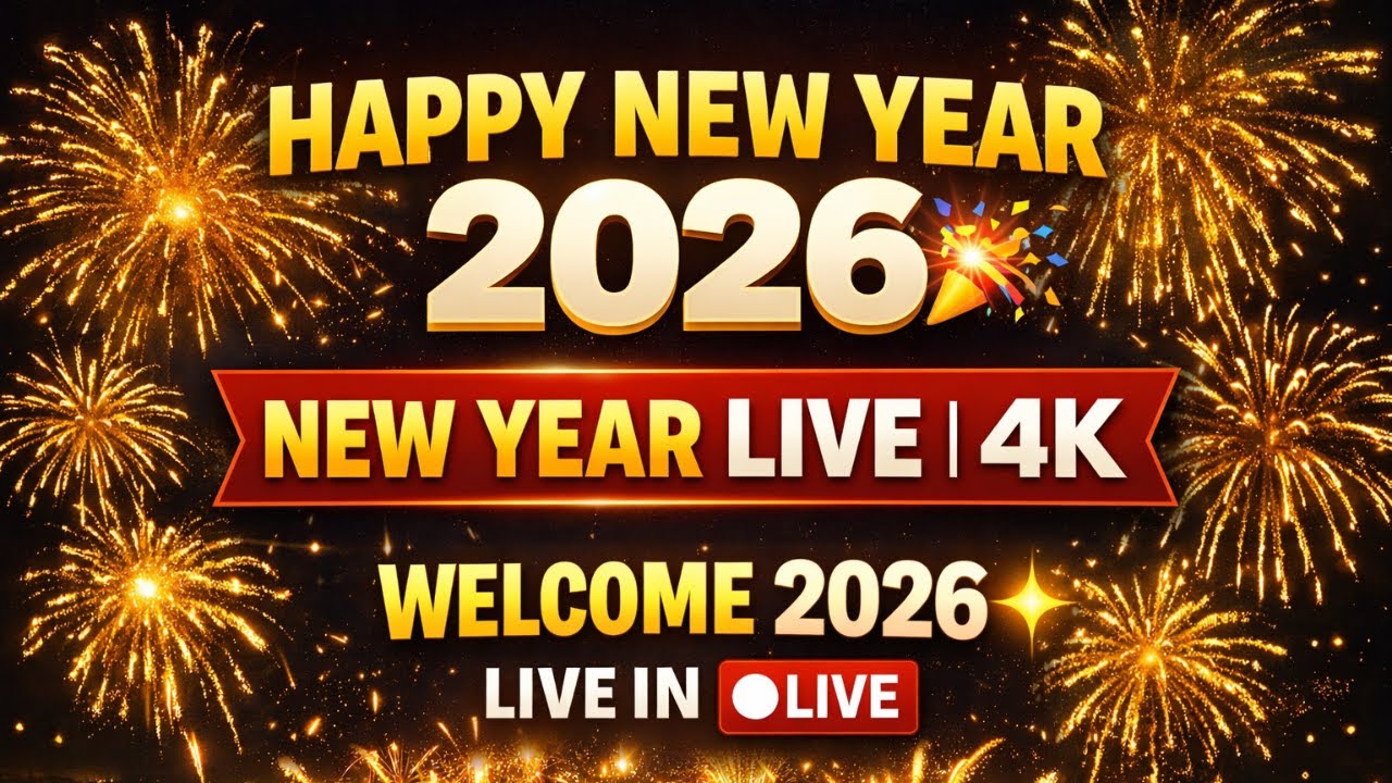 🎊 Happy New Year 2026 LIVE | Midnight Countdown & Fireworks Show - YouTube
