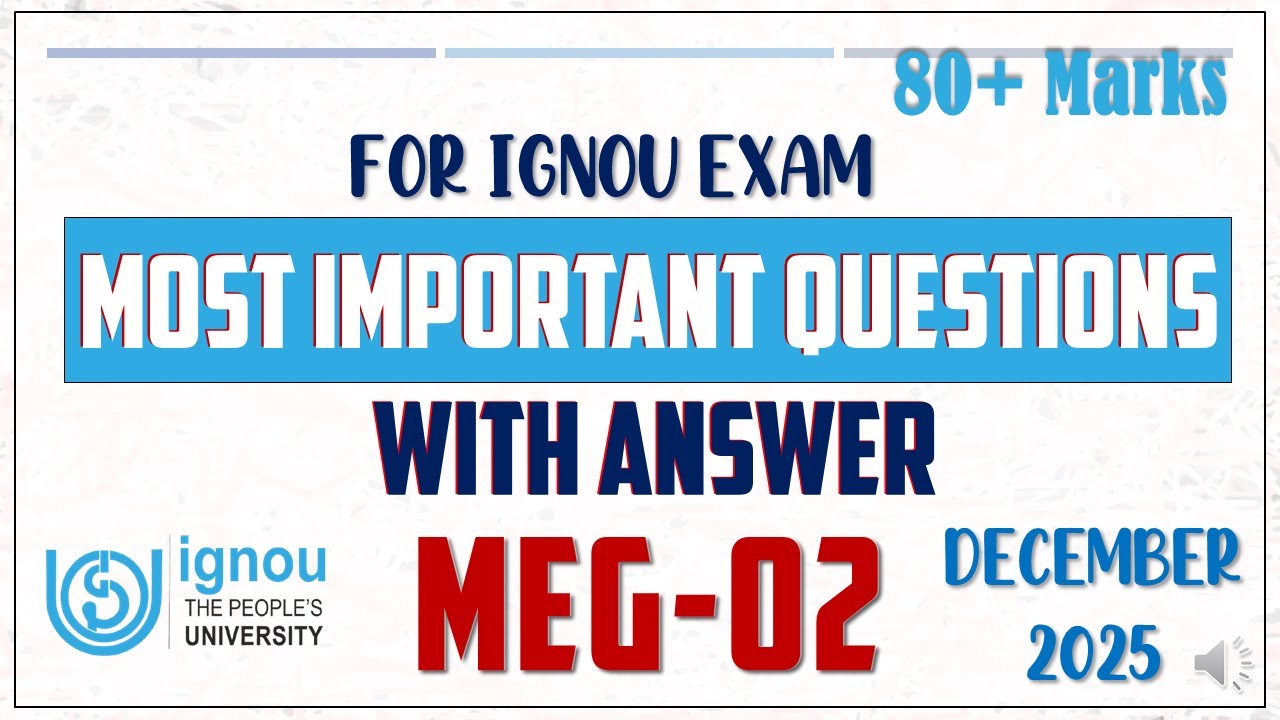 MEG 02 important questions answer for ignou december exam 2025 | British drama