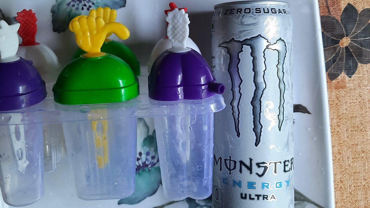 Monster Ultra Zero Sugar Energy Drink ice popsicle and ice cubes YouTube