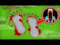 Jj and mikey found scary monster footprint  maizen parody in minecraft
