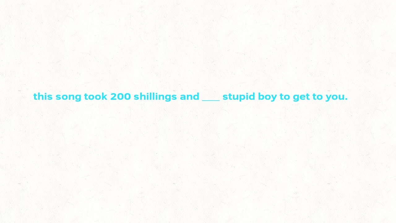 this song took 200 shillings and ___ stupid boy to get to you.