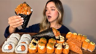SUSHI E TEMAKI GIGANTES MUITO SALMÃO MUKBANG ASMR BRASIL | CAMILE ASMR