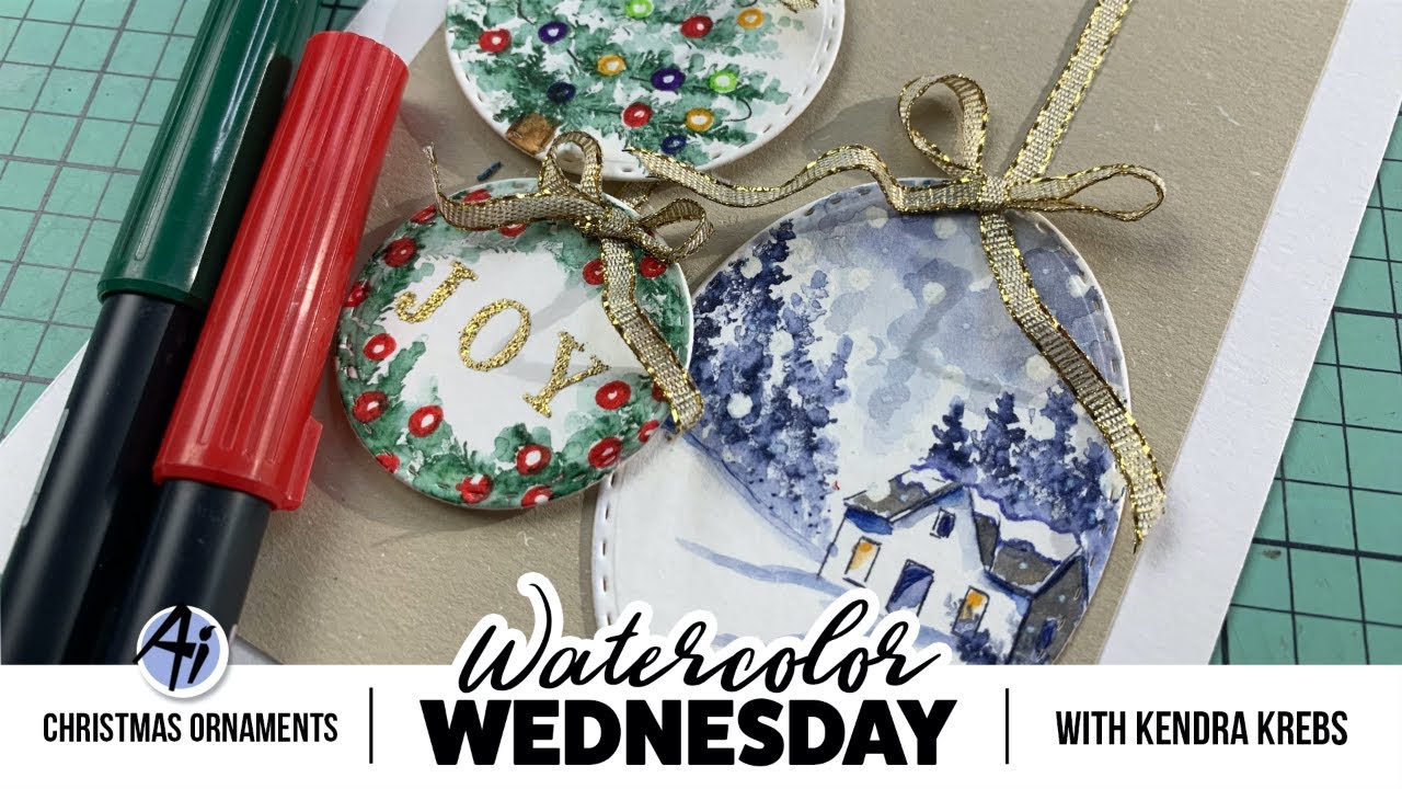 Ai Watercolor - Christmas Ornaments with Kendra Krebs - YouTube