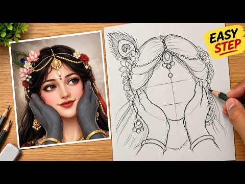 Radha ashtami drawing | Goddess Radha drawing 