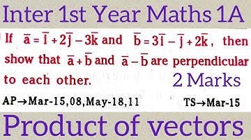 #Inter 1st Year Maths 1A||Product of vectors in telugu@maths naresh eclass