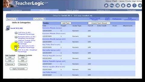 CBE TeacherLogic - Grade Book -- Editing and Deleting Categories