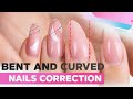 Curved Nails Correction | Nail Shape Fix | Simple Marble Nail Design