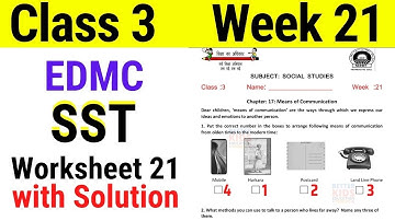 EDMC Class 3 SST Week 21 Worksheet 21 Means of Communication worksheet 21 / Class 3 Week 21 Solution