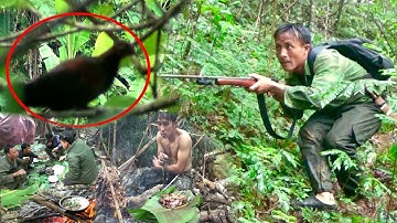 Hunting Will Chicken, Squirrels and Birds In The Jungle | Yos hav zoov nyob sab tsua liab