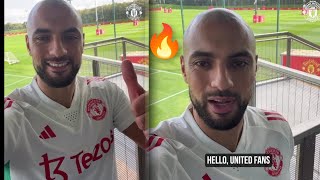 Sofyan Amrabat first message to Man United fans from Carrington training grounds