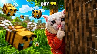 A Cat vs Angry Bees in Minecraft – Day 99! 🐱🐝