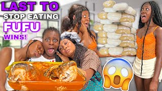 *MUST WATCH!* LAST TO STOP EATING FUFU WINS $1,000 😱 | The queens family