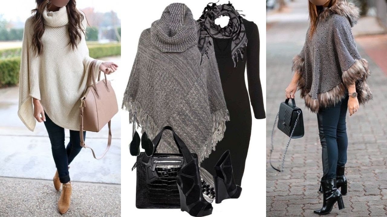 PONCHOS PARA INVIERNO LOOKS PARA MUJER DE 40,50,60 AÑOS🧣PONCHOS FOR  WOMEN'S LOOKS OF 40,50,60 YEARS 