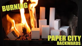 Oddly Satisfying Destruction: PAPER CITY FIRE [In Reverse] #329 ASMR (Relaxing)
